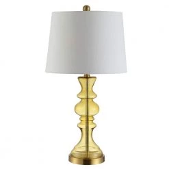 Jaiden 27 in. Amber Table Lamp with Off White Shade by Safavieh