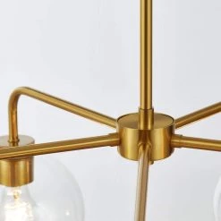 27.75 in. 5-Light Antique Brass Shaded Chandelier with Bubble Glass Shade by Kawoti -Safavieh Sales antique brass kawoti chandeliers 21074 1f 1000