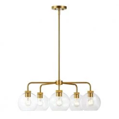 27.75 in. 5-Light Antique Brass Shaded Chandelier with Bubble Glass Shade by Kawoti -Safavieh Sales antique brass kawoti chandeliers 21074 4f 1000