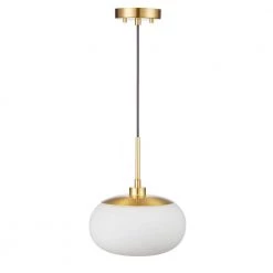 1-Light Opal Glass Pendant Light in Antique Brass Finish by Kawoti -Safavieh Sales antique brass kawoti chandeliers 21088 1f 1000