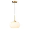 1-Light Opal Glass Pendant Light in Antique Brass Finish by Kawoti