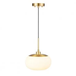 1-Light Opal Glass Pendant Light in Antique Brass Finish by Kawoti -Safavieh Sales antique brass kawoti chandeliers 21088 c3 1000