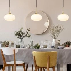 1-Light Opal Glass Pendant Light in Antique Brass Finish by Kawoti -Safavieh Sales antique brass kawoti chandeliers 21088 fa 1000