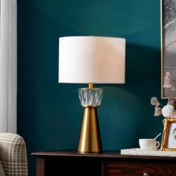 24.5 in. Antique Brass Metal Table Lamp with Crystal-Decorated Base by Kawoti -Safavieh Sales antique brass kawoti table lamps 21061 44 1000