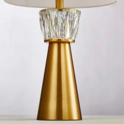 24.5 in. Antique Brass Metal Table Lamp with Crystal-Decorated Base by Kawoti -Safavieh Sales antique brass kawoti table lamps 21061 4f 1000