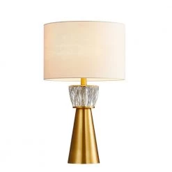 24.5 in. Antique Brass Metal Table Lamp with Crystal-Decorated Base by Kawoti