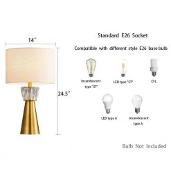 24.5 in. Antique Brass Metal Table Lamp with Crystal-Decorated Base by Kawoti -Safavieh Sales antique brass kawoti table lamps 21061 fa 1000