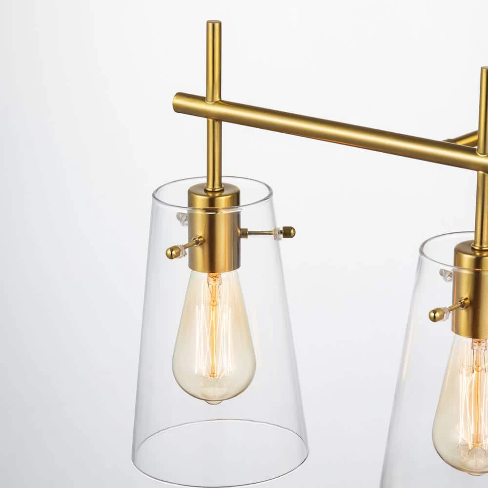 24 in. 3-Light Antique Brass Vanity Light with Clear Glass Shade by Kawoti 5 24 in. 3-Light Antique Brass Vanity Light with Clear Glass Shade by Kawoti - Image 5