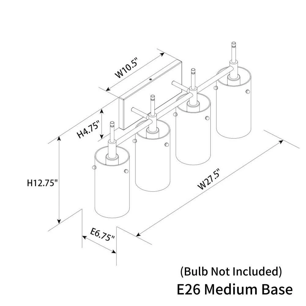 27.5 in. 4-Light Antique Brass Cylindrical Vanity Light with Clear Glass Shade by Kawoti 8 27.5 in. 4-Light Antique Brass Cylindrical Vanity Light with Clear Glass Shade by Kawoti - Image 8