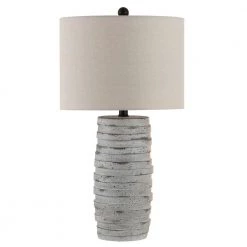 Alron 26.5 in. Antique Gray Table Lamp with Oatmeal Shade by Safavieh