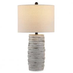 Alron 26.5 in. Antique Gray Table Lamp with Oatmeal Shade by Safavieh -Safavieh Sales antique gray safavieh table lamps tbl4372a c3 1000