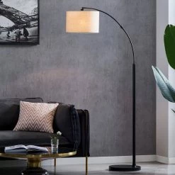 70 in. Arc Black Floor Lamp with Adjustable Angle Shade by Kawoti -Safavieh Sales black kawoti floor lamps 21014 44 1000