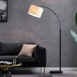 70 in. Arc Black Floor Lamp with Adjustable Angle Shade by Kawoti