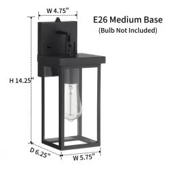 1-Light Black Hardwired Outdoor Dusk to Dawn Hardwired Wall Lantern Sconce by Kawoti -Safavieh Sales black kawoti outdoor sconces 21128 44 1000