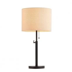 25 in. Black Metal Table Lamp with Beige Fabric Shade by Kawoti -Safavieh Sales black kawoti table lamps 21010 4f 1000