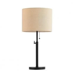 25 in. Black Metal Table Lamp with Beige Fabric Shade by Kawoti