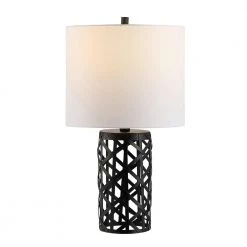 Berny 22 in. Black Table Lamp with White Shade by Safavieh -Safavieh Sales black safavieh table lamps tbl4264a c3 1000