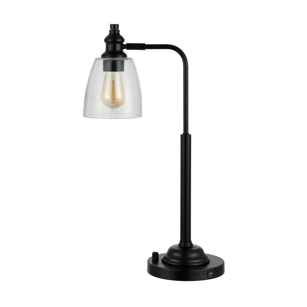 Rino 23 in. Black Table Lamp with White Shade by Safavieh 1 Rino 23 in. Black Table Lamp with White Shade by Safavieh