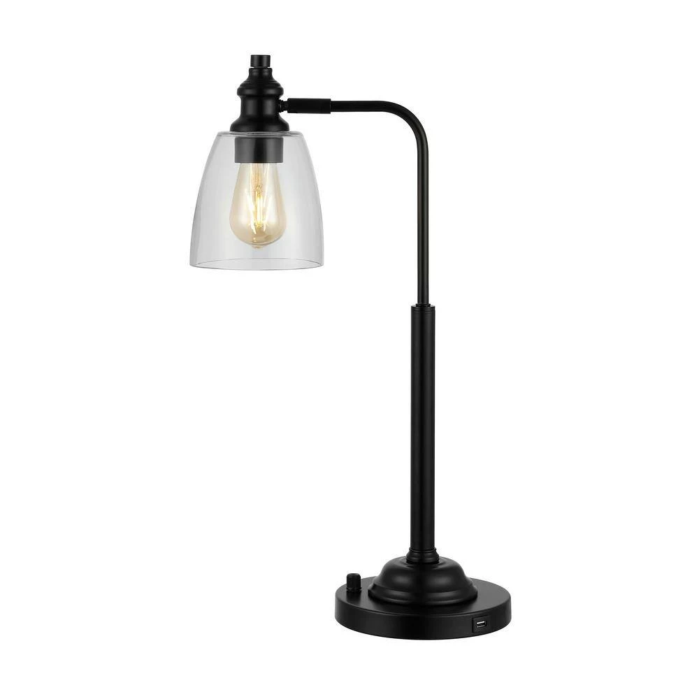 Rino 23 in. Black Table Lamp with White Shade by Safavieh 3 Rino 23 in. Black Table Lamp with White Shade by Safavieh - Image 3