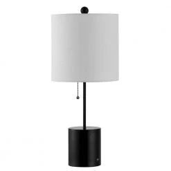 Dalra 25 in. Black Table Lamp with White Shade by Safavieh