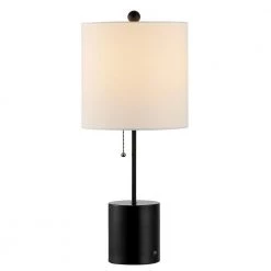 Dalra 25 in. Black Table Lamp with White Shade by Safavieh -Safavieh Sales black safavieh table lamps tbl4358a c3 1000