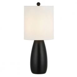 Arlia 24 in. Black Table Lamp with White Shade (Set of 2) by Safavieh -Safavieh Sales black safavieh table lamps tbl4363a set2 1f 1000