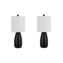 Arlia 24 in. Black Table Lamp with White Shade (Set of 2) by Safavieh
