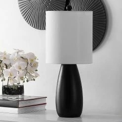 Arlia 24 in. Black Table Lamp with White Shade (Set of 2) by Safavieh -Safavieh Sales black safavieh table lamps tbl4363a set2 c3 1000