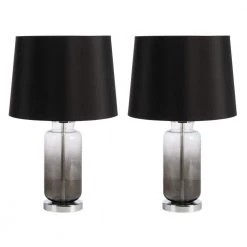 Kelsia 21. 2 in. Black Table Lamp with Black Shade (Set of 2) by Safavieh