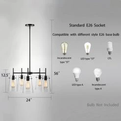 5-Light Blackened Bronze Chandelier with Clear Glass Shade by Kawoti -Safavieh Sales blackened bronze kawoti chandeliers 21069 40 1000