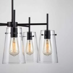 5-Light Blackened Bronze Chandelier with Clear Glass Shade by Kawoti -Safavieh Sales blackened bronze kawoti chandeliers 21069 fa 1000