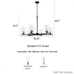 6-Light Blackened Bronze Shaded Chandelier Light with Clear Glass Shade by Kawoti -Safavieh Sales blackened bronze kawoti chandeliers 21077 44 1000