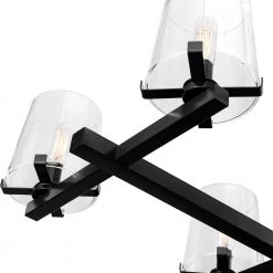 8-Light Blackened Bronze Kitchen Island Linear Pendant with Glass Shade by Kawoti -Safavieh Sales blackened bronze kawoti chandeliers 21085 1f 1000