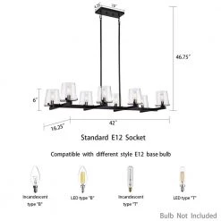 8-Light Blackened Bronze Kitchen Island Linear Pendant with Glass Shade by Kawoti -Safavieh Sales blackened bronze kawoti chandeliers 21085 40 1000