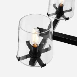 8-Light Blackened Bronze Kitchen Island Linear Pendant with Glass Shade by Kawoti -Safavieh Sales blackened bronze kawoti chandeliers 21085 44 1000