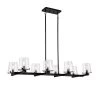 8-Light Blackened Bronze Kitchen Island Linear Pendant with Glass Shade by Kawoti