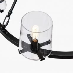 6-Light 28.5 in. Wagon Wheel Chandelier with Glass Shade by Kawoti 14 6-Light 28.5 in. Wagon Wheel Chandelier with Glass Shade by Kawoti -Safavieh Sales blackened bronze kawoti chandeliers 21086 4f 1000