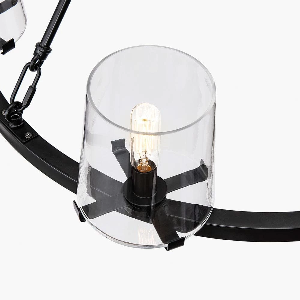 6-Light 28.5 in. Wagon Wheel Chandelier with Glass Shade by Kawoti 5 6-Light 28.5 in. Wagon Wheel Chandelier with Glass Shade by Kawoti - Image 5