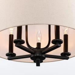 19 in. 5-Light Blackened Bronze Drum Chandelier with Fabric Shade by Kawoti -Safavieh Sales blackened bronze kawoti chandeliers 21105 1f 1000