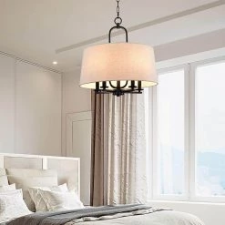 19 in. 5-Light Blackened Bronze Drum Chandelier with Fabric Shade by Kawoti -Safavieh Sales blackened bronze kawoti chandeliers 21105 31 1000