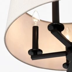 19 in. 5-Light Blackened Bronze Drum Chandelier with Fabric Shade by Kawoti -Safavieh Sales blackened bronze kawoti chandeliers 21105 44 1000