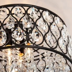 15 in. 3-Light Blackened Bronze Crystal Drum Flush Mount by Kawoti -Safavieh Sales blackened bronze kawoti flush mount lights 21101 1f 1000