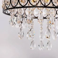 15 in. 3-Light Blackened Bronze Crystal Drum Flush Mount by Kawoti -Safavieh Sales blackened bronze kawoti flush mount lights 21101 4f 1000