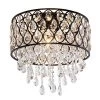 15 in. 3-Light Blackened Bronze Crystal Drum Flush Mount by Kawoti