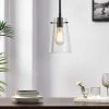 1-Light Blackened Bronze Single Pendant Light with Clear Glass Shade by Kawoti