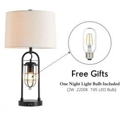 26 in. Industrial Blackened Bronze Table Lamp with USB Ports by Kawoti -Safavieh Sales blackened bronze kawoti table lamps 21081 4f 1000