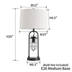 26 in. Industrial Blackened Bronze Table Lamp with USB Ports by Kawoti -Safavieh Sales blackened bronze kawoti table lamps 21081 fa 1000