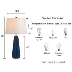 27 in. Blue Polyresin Table Lamp with Fabric Shade by Kawoti -Safavieh Sales blue kawoti table lamps 21016 40 1000