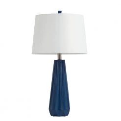 27 in. Blue Polyresin Table Lamp with Fabric Shade by Kawoti