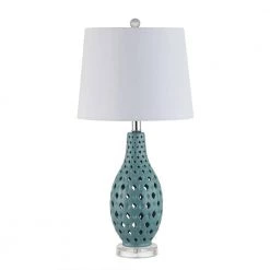 Harlem 25 in. Blue Table Lamp with White Shade by Safavieh
